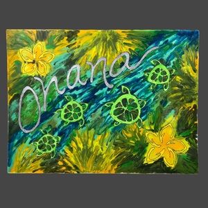 “Ohana” Original Multimedia Artwork On Flat Canvas. 12x16”